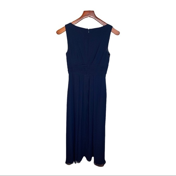 Eliza J Front Drape Chiffon Dress Sz 2 Navy - Picture 5 of 9
